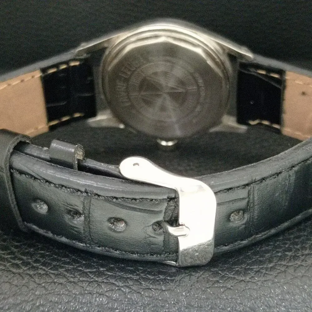 Vintage 1978 Favre Leuba Manual Mens Silver Watch W/Leather Strap